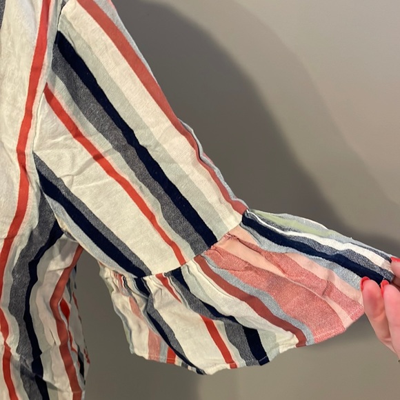 Susina ruffle sleeve multi color stripe blouse - Picture 3 of 8
